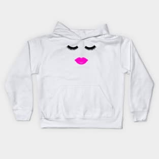 Lips and Lashes Pink Kids Hoodie